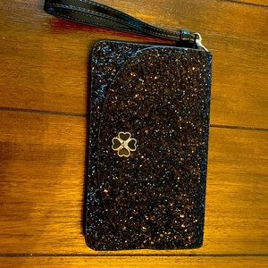 Kate Spade BLK glitter wristlet